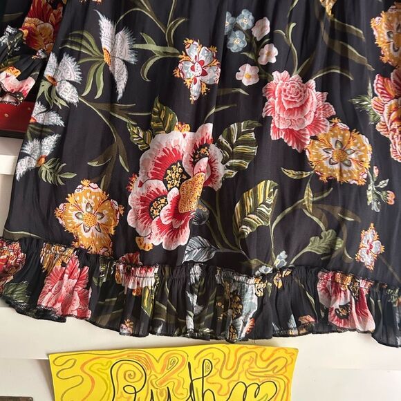 Twik by Simons Black Floral Long Sleeve Dress M - Picture 2 of 16